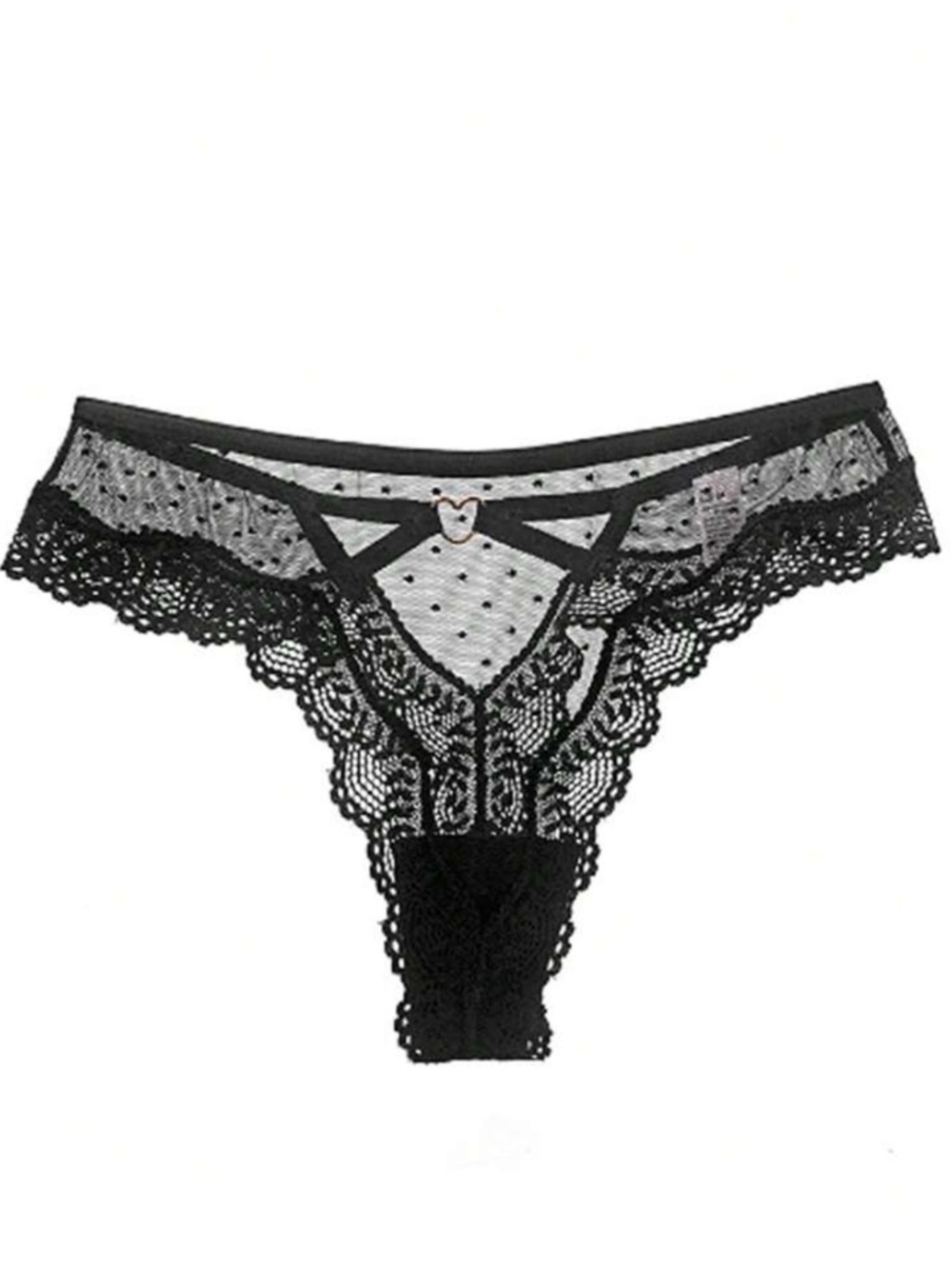 Black Lace Sheer Thong Panty - Women's Intimates